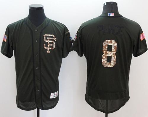 Giants #8 Hunter Pence Green Flexbase Authentic Collection Salute to Service Stitched MLB jerseys - Click Image to Close